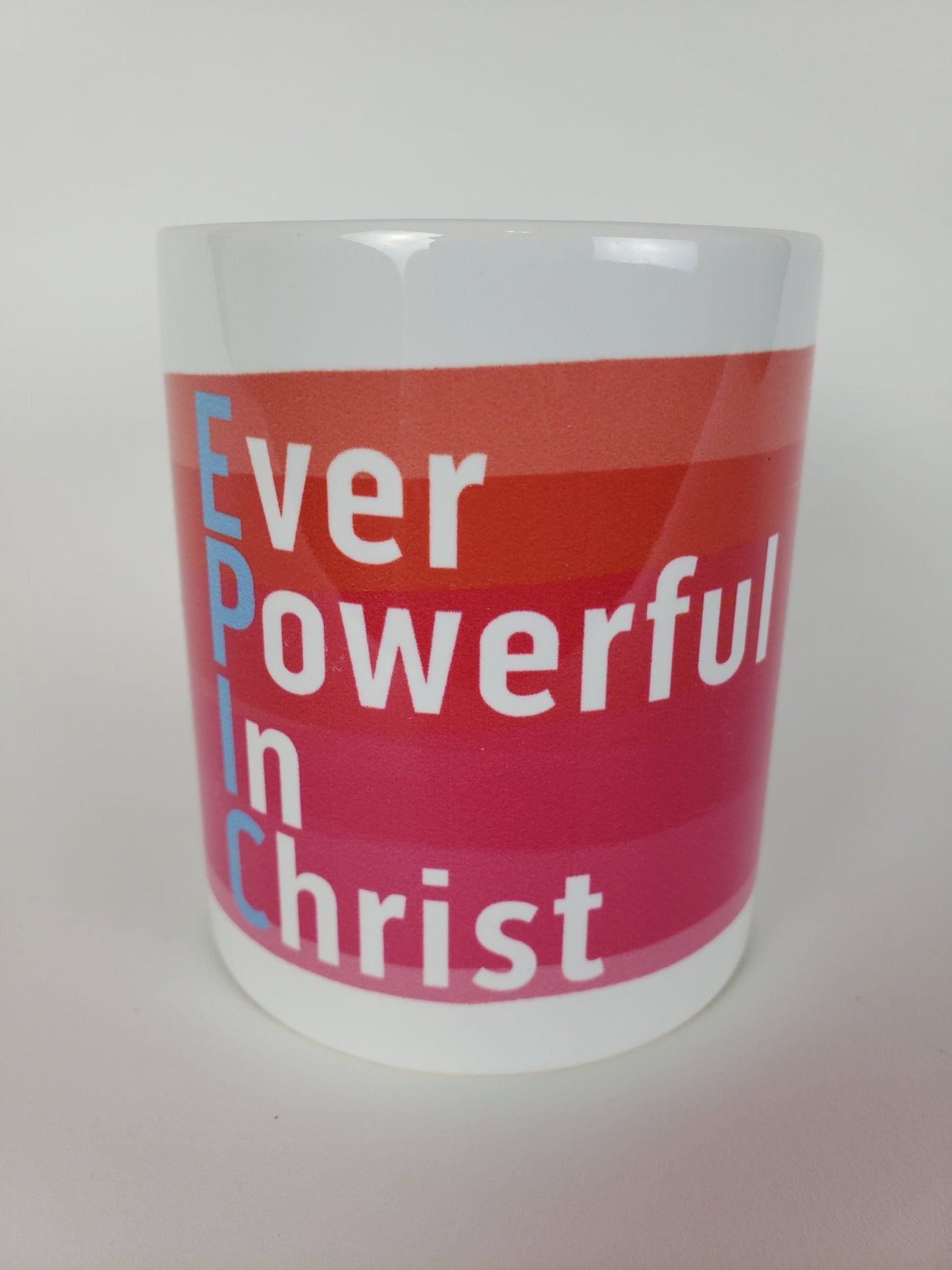 Ever Powerful In Christ Coffee Mug – Red and Blue - Madison Ghent