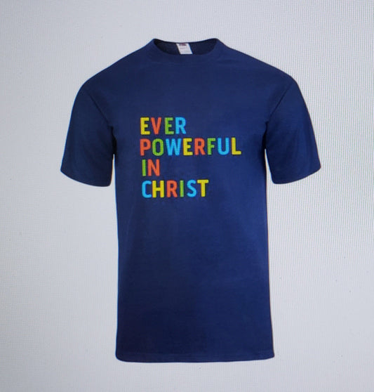 Navy - Rain - T Shirt - Ever Powerful In Christ